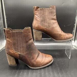 Timberland Atlantic Heights Chelsea Ankle Bootie Womens Size 9.5 Brown Leather